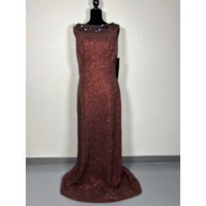 Ivonne D Mon Cheri NWT Brown Beaded Full Length Mother of the Bride Gown Sz 10